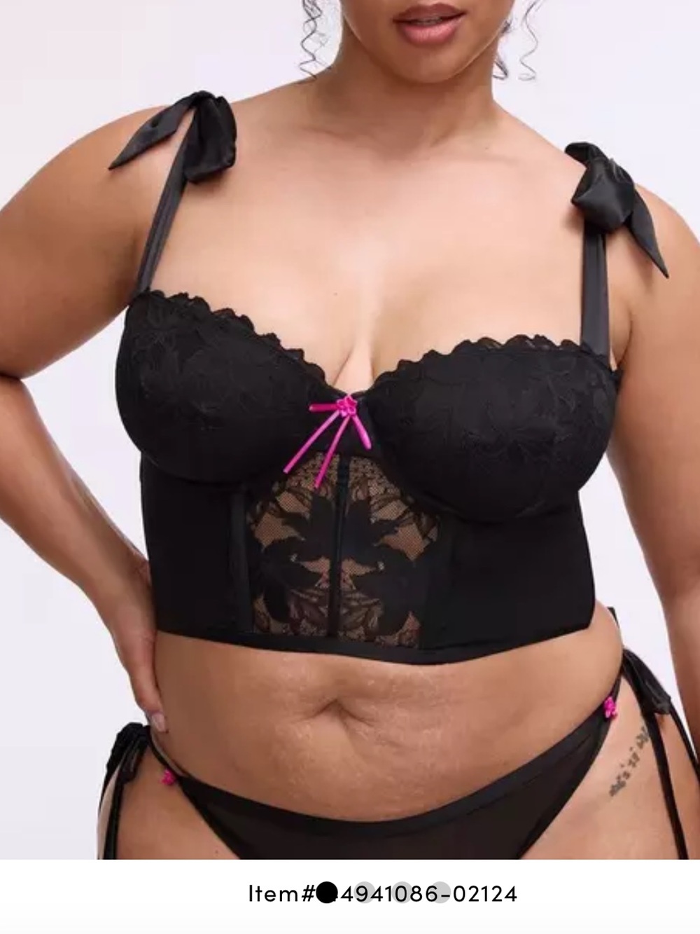 Torrid Lace Mesh Underwire Bustier Black Bow Strap Corset Top NWT Size 0